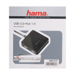 Разветвитель USB Hama 4 порта USB 2.0, черный 12131