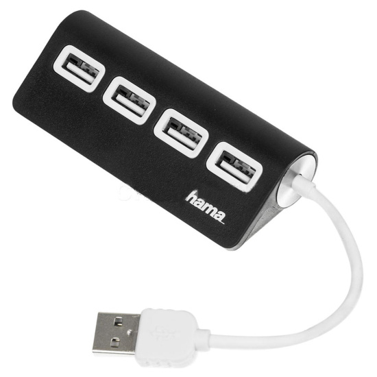 Концентратор USB 2.0 HAMA 4 порта TopSide черный (Н-12177) 973613
