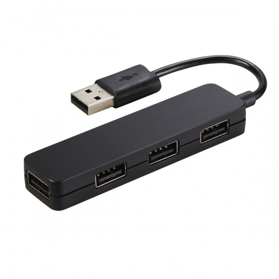Разветвитель USB Hama Slim 4 порта USB 2.0, черный 12324