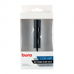 Разветвитель USB Buro 4 порта USB 2.0, черный BU-HUB4-0.5R-U2.0