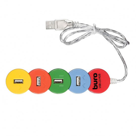 Разветвитель USB Buro 4 порта USB 2.0, разноцветный BU-HUB4-0.5-U2.0-SNAKE