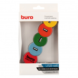 Разветвитель USB Buro 4 порта USB 2.0, разноцветный BU-HUB4-0.5-U2.0-SNAKE