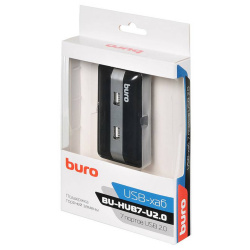 Разветвитель USB Buro 7 портов USB 2.0, поддержка горячей замены, черный BU-HUB7-U2.0