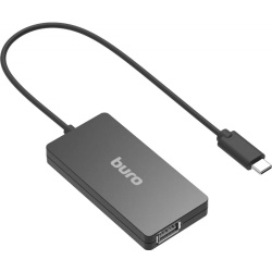 Разветвитель USB, Buro, Type-C BPH-C-1730, 4 порта USB 2.0, черный, BU-USBC-HUB-4U21