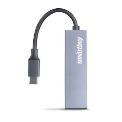 Разветвитель USB SmartBuy Type-C 2 порта USB 3.0, серый SBHA-460C-G