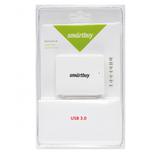Разветвитель USB Smart Buy 4 порта USB 3.0, белый SBHA-6000-W
