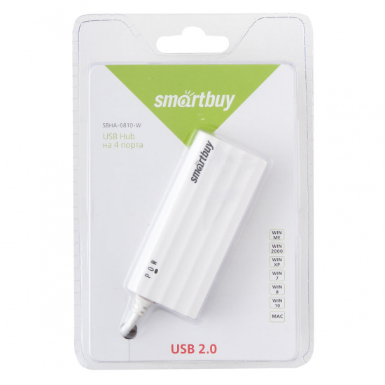 Разветвитель USB Smart Buy 4 порта USB 2.0, белый SBHA-6810-W