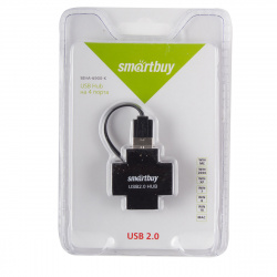 Разветвитель USB Smart Buy 4 порта USB 2.0, черный SBHA-6900-K
