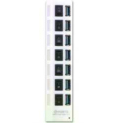 Разветвитель USB, SmartBuy, 7 портов USB 3.0, с выключателями, белый, SBHA-7307-W
