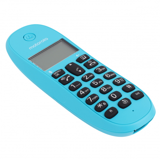 Радио телефон Motorola C1001LB бирюзовый (АОН/Caller ID, спикерфон)
