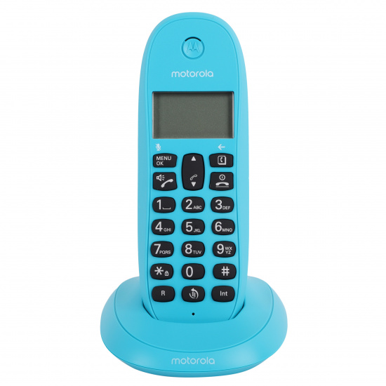 Радио телефон Motorola C1001LB бирюзовый (АОН/Caller ID, спикерфон)