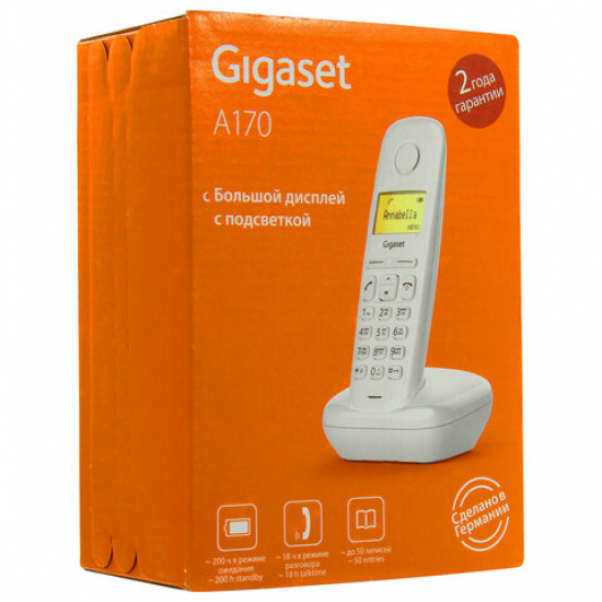 Радио телефон Gigaset A170 SYS RUS белый (AОН, подсветка)