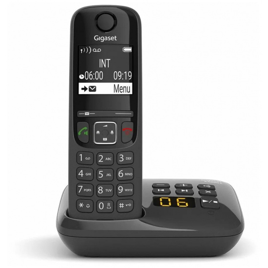 Радио телефон Gigaset AS690 TRIO RUS черный (3 трубки, AОН, Caller ID, подсветка, а/о, спикерфон)