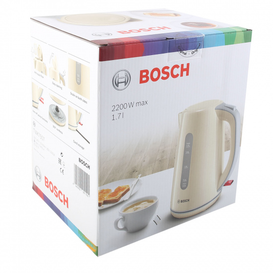 Чайник электрический Bosch TWK 7507 бежевый/серый (1,7л./2200 Вт/диск)