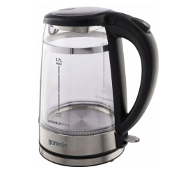 Чайник электрический Gorenje K17GDW стекло, черный (1,7л./2200Вт/диск)