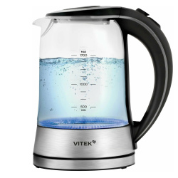 Чайник электрический Vitek VT-WK1009 стекло (1.7 л/2200Вт/диск)