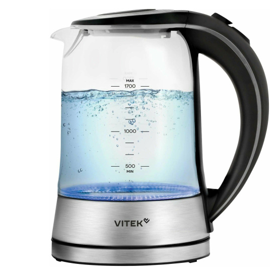 Чайник электрический Vitek VT-WK1009 стекло (1.7 л/2200Вт/диск)