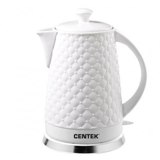 Чайник электрический Centek СТ-0061 White керамика, рельефный корпус  (2.0л./2000Вт/диск)