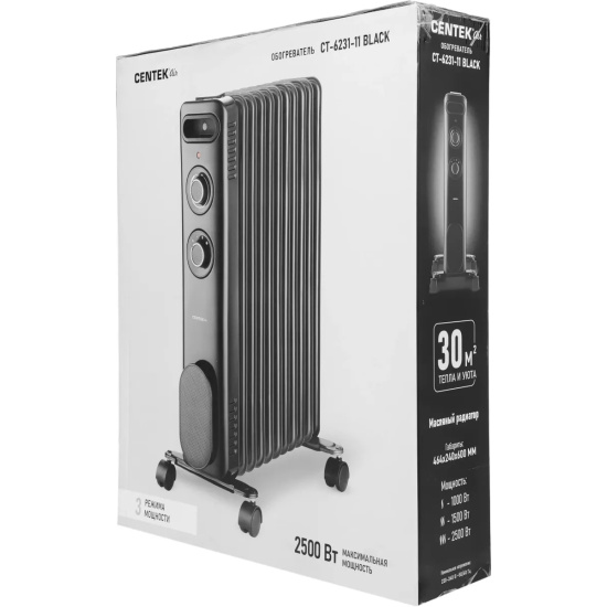 Обогреватель Centek CT-6231-11 черный 11 секций (30м) 2500Вт Обогреватель Centek CT-6231-11 черный 11 секций (30м) 2500Вт