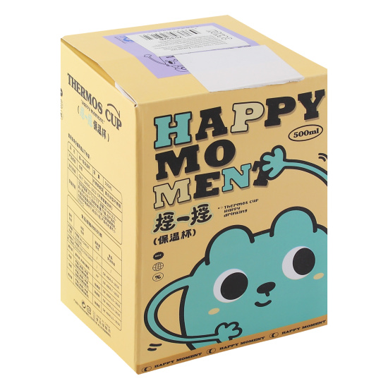 Термос стальной, 500 мл, колба сталь нержавеющая, съемный чехол, наклейки, 4 вида, Глазастик, КОКОС, 253526