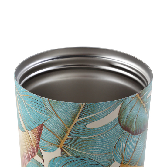 Термокружка, сталь, с рисунком, термопечать, трубочка, 530 мл, Тропические листья, FIORENZO, 253161