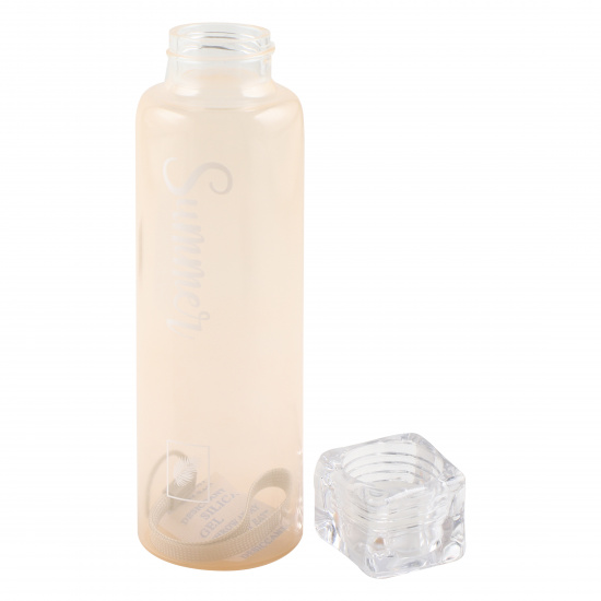 Бутылка стекло, 420 мл, ремешок текстильный, цвет персиковый Seasons КОКОС 216234-1 LIUDUO