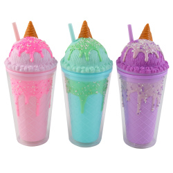 Стакан, пластик, 450 мл, трубочка, Ice cream, КОКОС, 253523