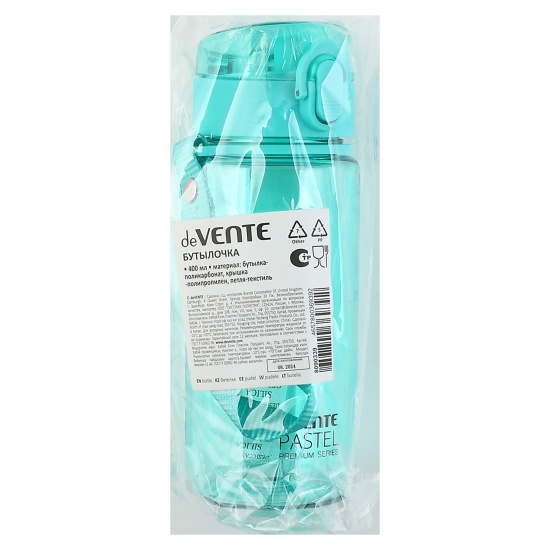 Бутылка пластиковая 400мл Pastel deVENTE 8090339 бирюзовая