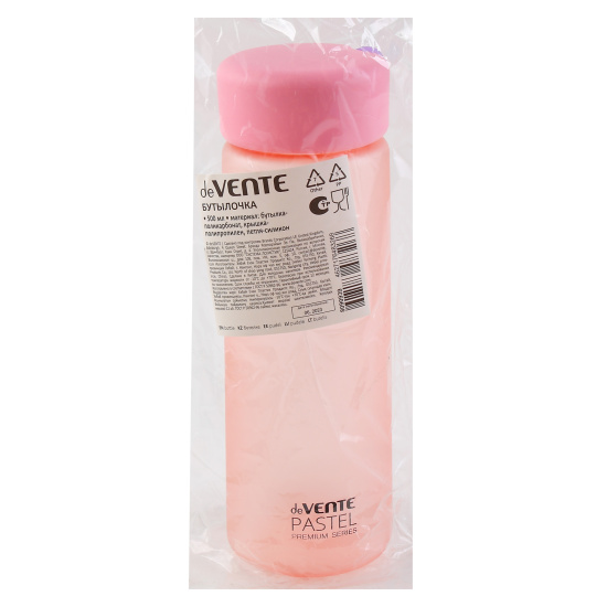 Бутылка, пластик, 500 мл, цвет розовый, deVENTE, 8090939