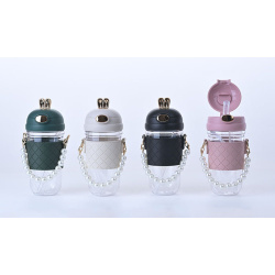 Бутылка, пластик, 500 мл, ассорти 4 вида, трубочка, ручка, Fashion, КОКОС, 253558