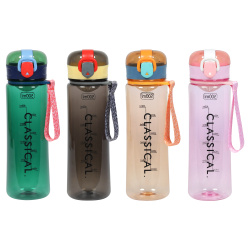Бутылка, пластик, 500 мл, ассорти 4 вида, ручка-петля, трубочка, Classic, КОКОС, 253556
