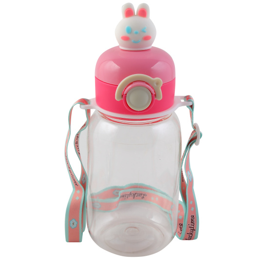 Бутылка, пластик, 600 мл, ассорти 5 видов, ремешок текстильный, трубочка, Animals, КОКОС, 252368