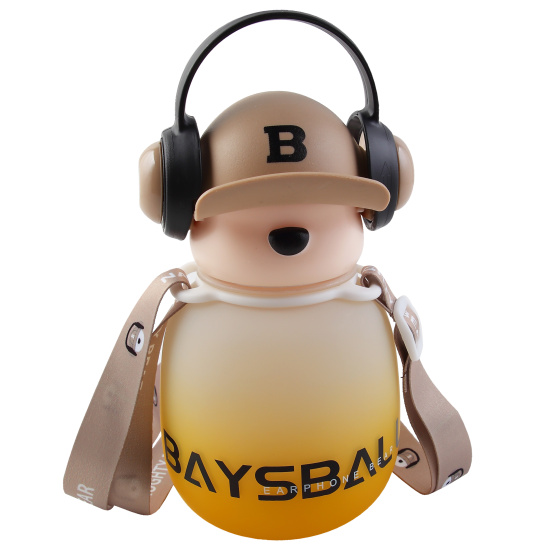 Бутылка, пластик, 650 мл, ассорти 5 видов, ремешок текстильный, трубочка, Baysball, КОКОС, 253527