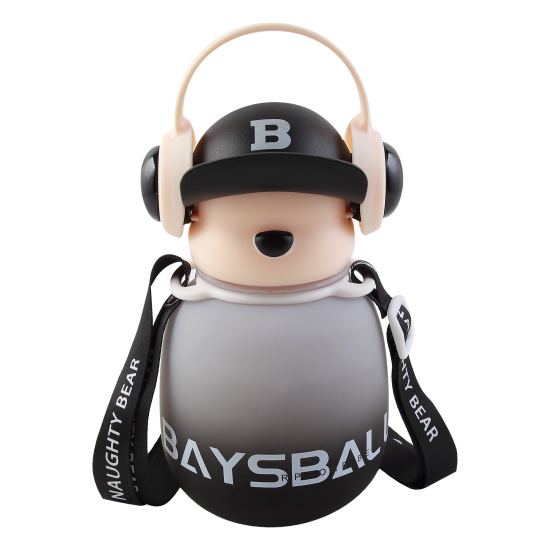 Бутылка, пластик, 650 мл, ассорти 5 видов, ремешок текстильный, трубочка, Baysball, КОКОС, 253527