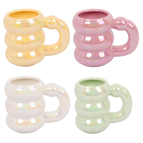 Кружка керамическая, 400 мл, ассорти 4 вида, Макарон, КОКОС, 231640