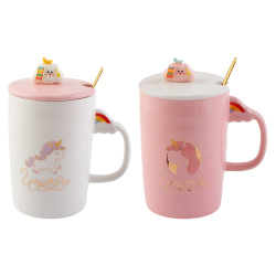 Кружка керамическая, кружка, 400 мл, крышка, ложка, Unicorn, КОКОС, 253418