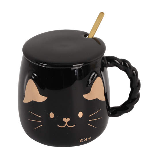 Кружка кружка, 420 мл, крышка, ложка Meow КОКОС 216148