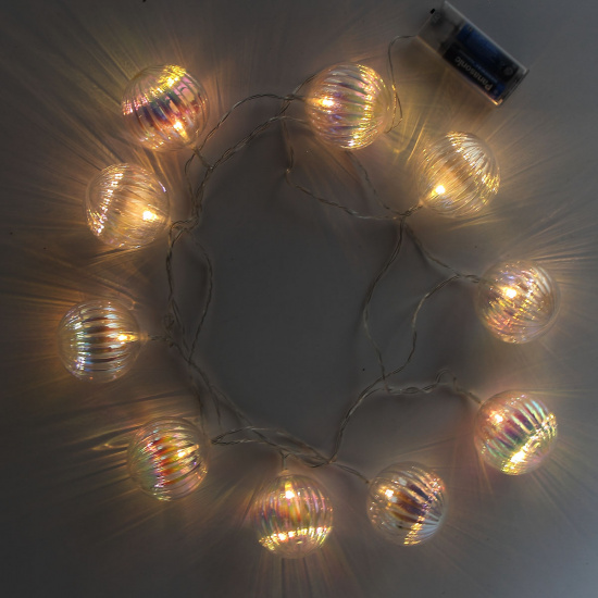 Гирлянда комнатная светодиодная, 10 ламп, 2,5 м, цвет нити прозрачный, белый теплый Перламутровый шар ЛЬДИНКА 200236
