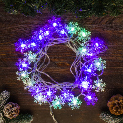 Электрогирлянда светодиодная 28л LED дл=4,5м Снежинка мультиколор 170854/2/TY28L-1 ЛЬДИНКА