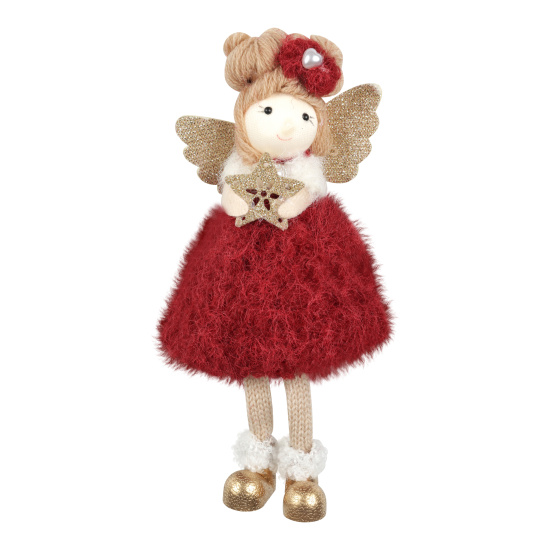 Украшение, Девочка-ангел в бордовом, 18 см, ткань, цвет бордовый, ЛЬДИНКА, 253262