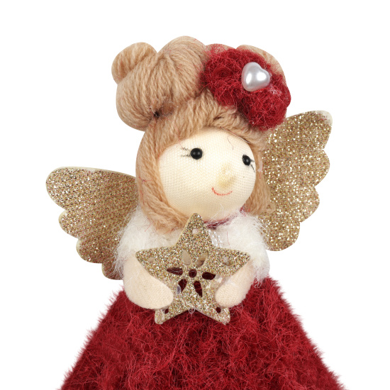 Украшение, Девочка-ангел в бордовом, 18 см, ткань, цвет бордовый, ЛЬДИНКА, 253262