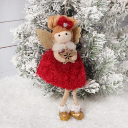 Украшение Девочка-ангел в бордовом 18см ткань ЛЬДИНКА 253262 бордовый