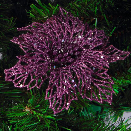 Цветок 14 см, пластик, прищепка, цвет фиолетовый ЛЬДИНКА 203390-3