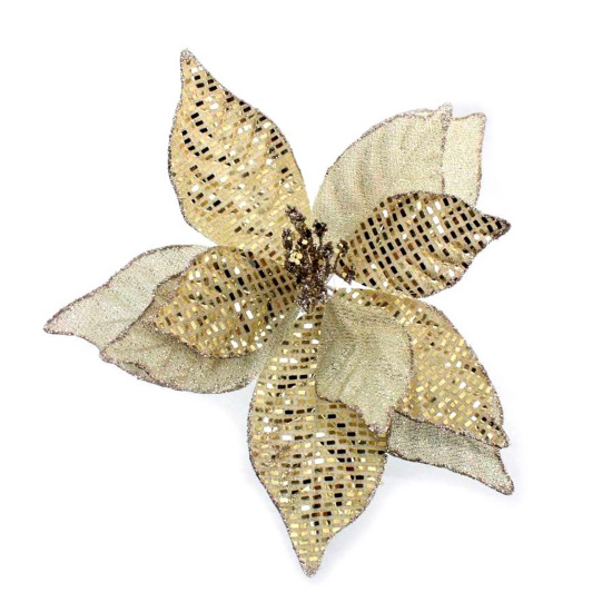 Украшение, Цветок, 24 см, текстиль, прищепка, цвет золото, ЛЬДИНКА, 253389