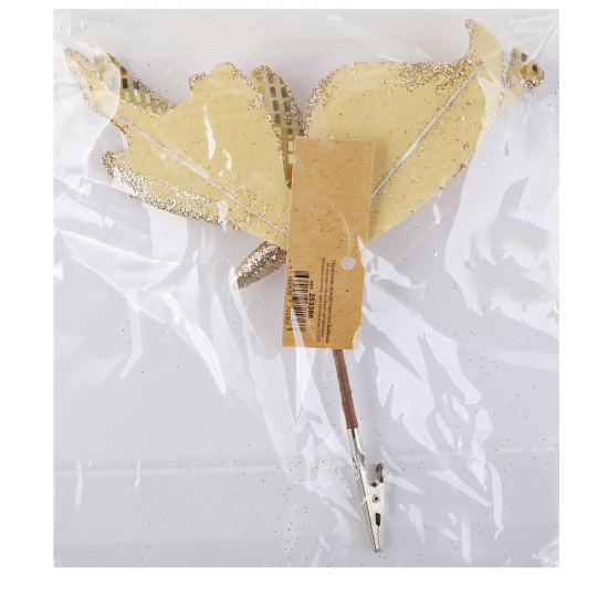 Украшение, Бабочка, 20 см, текстиль, прищепка, цвет золото, ЛЬДИНКА, 253388