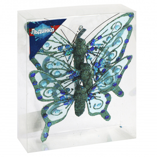 Украшение Бабочка 15 см, пластик, цвет бирюза ЛЬДИНКА 183473