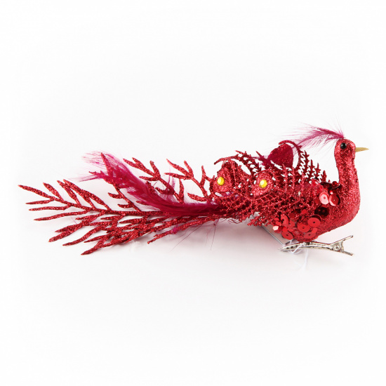 Украшение Птичка 18 см, пенопласт, цвет красный ЛЬДИНКА 183453