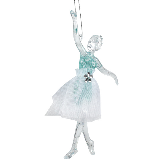 Украшение, Балерина в юбке, 15 см, акрил, цвет прозрачный/мятный, ЛЬДИНКА, 253380