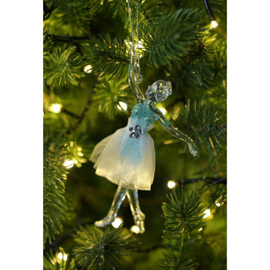Украшение, Балерина в юбке, 15 см, акрил, цвет прозрачный/мятный, ЛЬДИНКА, 253380