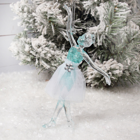 Украшение, Балерина в юбке, 15 см, акрил, цвет прозрачный/мятный, ЛЬДИНКА, 253380